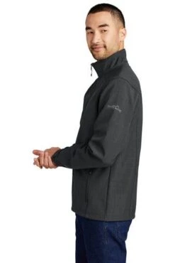Eddie Bauer Jackets: Men's EB532 GRY Grey Shaded Crosshatch Soft Shell Jacket -Workingperson Deals Shirts Store 5566 grey 3 eb532greymodelside2 337w