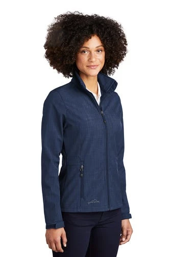 Eddie Bauer Jacket: Women's EB533 BLU Blue Shaded Crosshatch Soft Shell Jacket 2 Eddie Bauer Jacket: Women's EB533 BLU Blue Shaded Crosshatch Soft Shell Jacket - Image 2