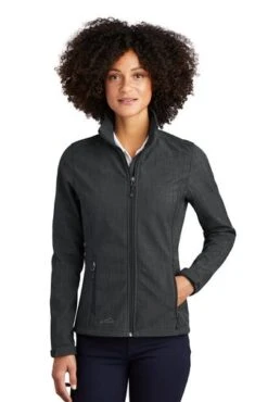 Eddie Bauer Jacket: Women's EB533 BLK Black Shaded Crosshatch Soft Shell Jacket