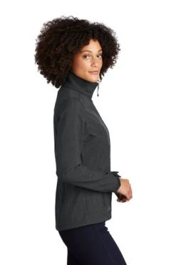 Eddie Bauer Jacket: Women's EB533 BLK Black Shaded Crosshatch Soft Shell Jacket -Workingperson Deals Shirts Store 5567 grey 3 eb533greymodelside1 337w