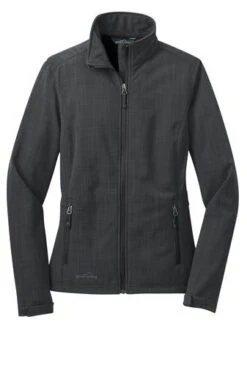 Eddie Bauer Jacket: Women's EB533 GRY Grey Shaded Crosshatch Soft Shell Jacket -Workingperson Deals Shirts Store 5567 grey 5 eb533greyflatfront1 337w 1