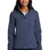 Port Authority Jackets: Women's L324 NVY Dress Blue Navy Welded Soft Shell Jacket