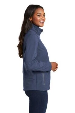 Port Authority Jackets: Women's L324 NVY Dress Blue Navy Welded Soft Shell Jacket -Workingperson Deals Shirts Store 6322 dressbluenvy 3 l324dressbluenvymodelside2 337w