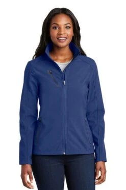 Port Authority Jackets: Women's L324 EBLU Estate Blue Navy Welded Soft Shell Jacket