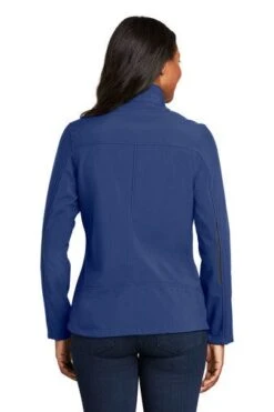 Port Authority Jackets: Women's L324 EBLU Estate Blue Navy Welded Soft Shell Jacket -Workingperson Deals Shirts Store 6322 estateblue 2 l324estatebluemodelback2 337w