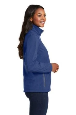Port Authority Jackets: Women's L324 EBLU Estate Blue Navy Welded Soft Shell Jacket -Workingperson Deals Shirts Store 6322 estateblue 3 l324estatebluemodelside2 337w