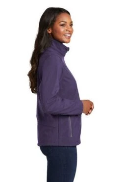 Port Authority Jackets: Women's L324 PURP Posh Purple Welded Soft Shell Jacket -Workingperson Deals Shirts Store 6322 poshpurple 3 l324poshpurplemodelside2 337w
