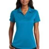 Port Authority Shirts: Women's L569 BW Blue Wake Ladies Diamond Jacquard Polo
