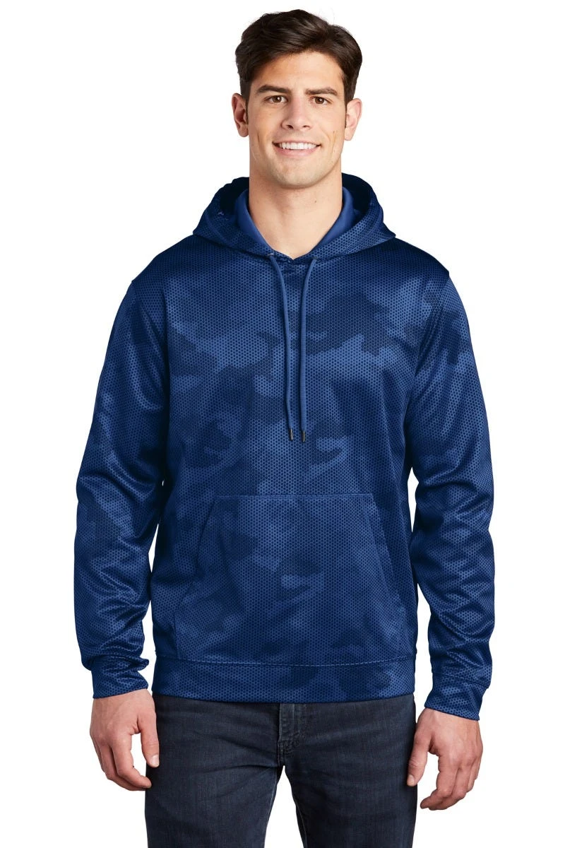 Sport-Teck Sweatshirts: Men's ST240 TR True Royal Sport-Wick CamoHex Fleece Hooded Pullover 1 Sport-Teck Sweatshirts: Men's ST240 TR True Royal Sport-Wick CamoHex Fleece Hooded Pullover