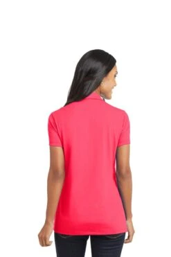 Port Authority Shirts: Women's L568 HC Hot Coral Ladies Cotton Touch Performance Polo -Workingperson Deals Shirts Store 6674 hotcoral 2 l568hotcoralmodelback 1200w