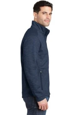 Port Authority Jackets: Men's F231 NVY Navy Digi Stripe Fleece Jacket -Workingperson Deals Shirts Store 6891 navy 3 f231navymodelside 337w