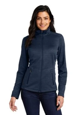 Port Authority Jackets: Women's L231 NVY Navy Digi Stripe Fleece Jacket