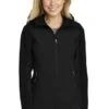 Port Authority Jackets: Women's L335 BLK Black Hooded Core Soft Shell Jacket