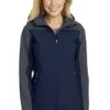 Port Authority Jackets: Women's L335 NVYGRY Dress Blue Navy Battleship Grey Hooded Core Soft Shell Jacket