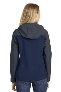 Port Authority Jackets: Women's L335 NVYGRY Dress Blue Navy Battleship Grey Hooded Core Soft Shell Jacket -Workingperson Deals Shirts Store 6953 dbnvybatgry 2 l335dbnvybatgrymodelback 337w