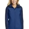 Port Authority Jackets: Women's L335 NVYBLU Night Sky Blue Dress Blue Navy Hooded Core Soft Shell Jacket