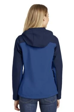Port Authority Jackets: Women's L335 NVYBLU Night Sky Blue Dress Blue Navy Hooded Core Soft Shell Jacket -Workingperson Deals Shirts Store 6953 ntskybldbny 2 l335ntskybldbnymodelback 337w