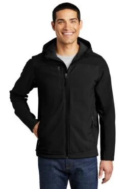 Port Authority Jackets: Men's J335 BLK Black Hooded Core Soft Shell Jacket