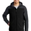 Port Authority Jackets: Men's J335 GRY Black Battleship Grey Hooded Core Soft Shell Jacket