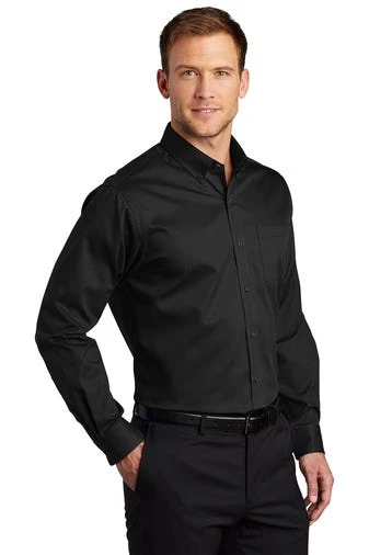 Port Authority Shirts: Men's S663 BLK Black Button Down SuperPro Twill Shirt 2 Port Authority Shirts: Men's S663 BLK Black Button Down SuperPro Twill Shirt - Image 2