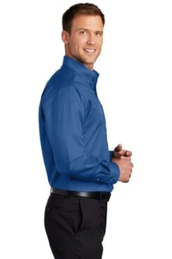 Port Authority Shirts: Men's S663 TB True Blue Button Down SuperPro Twill Shirt -Workingperson Deals Shirts Store 7607 trueblue 3 s663truebluemodelside3 337w