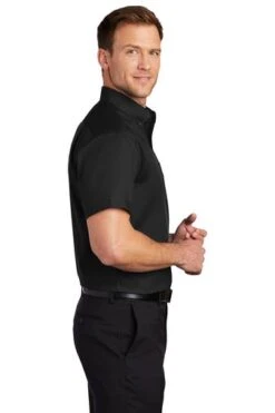 Port Authority Shirts: Men's S664 BLK Black Button Down Short Sleeve SuperPro Twill Shirt 6 Port Authority Shirts: Men's S664 BLK Black Button Down Short Sleeve SuperPro Twill Shirt -Workingperson Deals Shirts Store 7608 black 3 s664blackmodelside3 337w