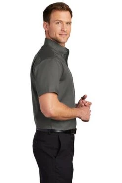 Port Authority Shirts: Men's S664 STGY Sterling Grey Button Down Short Sleeve SuperPro Twill Shirt 6 Port Authority Shirts: Men's S664 STGY Sterling Grey Button Down Short Sleeve SuperPro Twill Shirt -Workingperson Deals Shirts Store 7608 sterlinggy 3 s664sterlinggymodelside3 337w