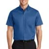 Port Authority Shirts: Men's S664 TBLU True Blue Button Down Short Sleeve SuperPro Twill Shirt