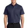Port Authority Shirts: Men's S664 TNV True Navy Button Down Short Sleeve SuperPro Twill Shirt