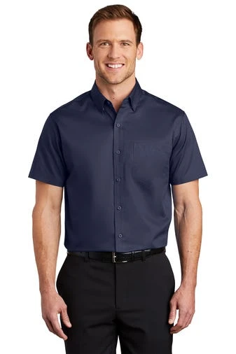 Port Authority Shirts: Men's S664 TNV True Navy Button Down Short Sleeve SuperPro Twill Shirt 1 Port Authority Shirts: Men's S664 TNV True Navy Button Down Short Sleeve SuperPro Twill Shirt