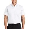 Port Authority Shirts: Men's S664 WHT White Button Down Short Sleeve SuperPro Twill Shirt