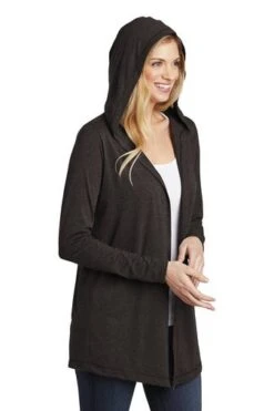 District Cardigans: Women's DT156 BKFST Black Forest Perfect Tri Hooded Cardigan -Workingperson Deals Shirts Store 9206 blackfrost 4 dt156blackfrostmodelhood 337w