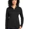 Port Authority Shirts: Women's LK584 BKSG Black Steel Grey Silk Touch Performance 1/4-Zip Shirt