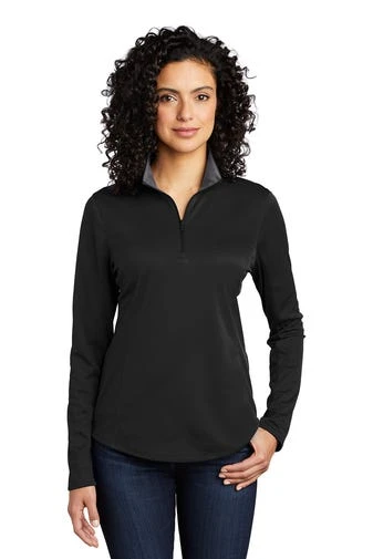 Port Authority Shirts: Women's LK584 BKSG Black Steel Grey Silk Touch Performance 1/4-Zip Shirt 1 Port Authority Shirts: Women's LK584 BKSG Black Steel Grey Silk Touch Performance 1/4-Zip Shirt
