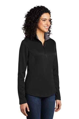 Port Authority Shirts: Women's LK584 BKSG Black Steel Grey Silk Touch Performance 1/4-Zip Shirt 2 Port Authority Shirts: Women's LK584 BKSG Black Steel Grey Silk Touch Performance 1/4-Zip Shirt - Image 2