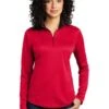 Port Authority Shirts: Women's LK584 RDBK Red Black Silk Touch Performance 1/4-Zip Shirt