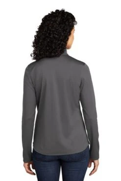 Port Authority Shirts: Women's LK584 SGBK Steel Grey Black Silk Touch Performance 1/4-Zip Shirt -Workingperson Deals Shirts Store 9772 steelgreyblk 2 lk584steelgreyblkmodelback 337w