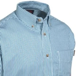 Ariat Shirts: Men's 10012250 Blue Flame-Resistant Stripe Work Shirt -Workingperson Deals Shirts Store ariat fr 10012250 cd 1