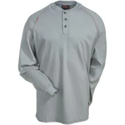 Ariat Shirts: Men's 10013519 Flame-Resistant Long-Sleeve Silver Fox Henley Shirt -Workingperson Deals Shirts Store ariat fr 10013519 f 01