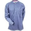 Bulwark Shirts: Men's Blue QT20 BL Flame-Resistant Long Sleeve Henley Shirt