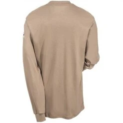 Bulwark Shirts: Men's SEL2 KH Khaki Flame-Resistant Cotton Henley Shirt -Workingperson Deals Shirts Store bulwark sel2kh b 01