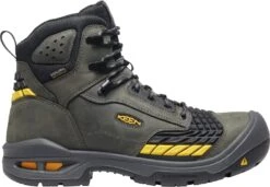Keen Utility Boots: Men's 1025697 Magnet Black Troy 6" Carbon-Fiber Toe Waterproof Work Boot