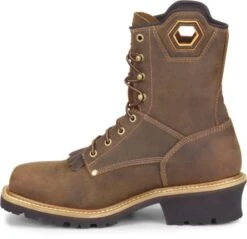 Carolina Boots: Men's CA9855 Brown 8" Composite Square Toe Waterproof Logger Boot -Workingperson Deals Shirts Store ca9855 500xauto instep