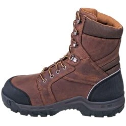 Carhartt Boots: Men's CMF8720 Brown Met Guard Waterproof 8-Inch Work Boots -Workingperson Deals Shirts Store carhartt cwf8720 i 01