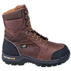 Carhartt Boots: Men's CMF8720 Brown Met Guard Waterproof 8-Inch Work Boots -Workingperson Deals Shirts Store carhartt cwf8720 o 01