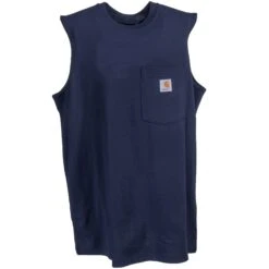 Carhartt Shirts: Men's Navy 100374 412 Workwear Pocket Sleeveless T-Shirt 5 Carhartt Shirts: Men's Navy 100374 412 Workwear Pocket Sleeveless T-Shirt -Workingperson Deals Shirts Store carhartt 100374 412 1