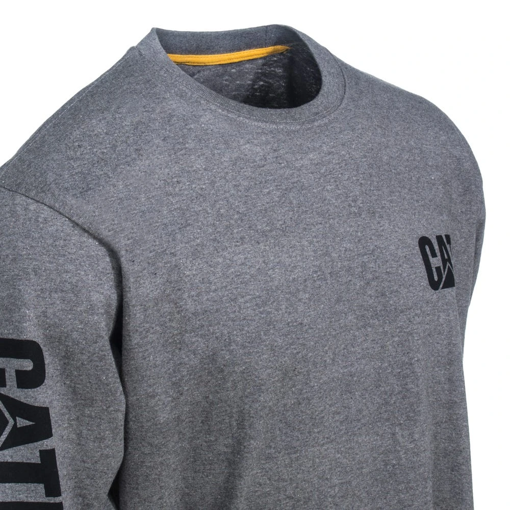 CAT Apparel Shirts: Men's 1510034 004 Heather Grey Trademark Banner Long-Sleeve Tee Shirt 2 CAT Apparel Shirts: Men's 1510034 004 Heather Grey Trademark Banner Long-Sleeve Tee Shirt - Image 2