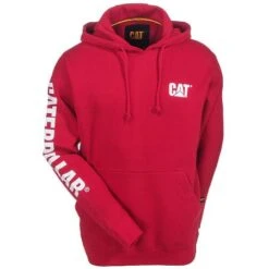 CAT Apparel Sweatshirts: Men's 1910709 155 Chili Pepper Red Hooded Sweatshirt -Workingperson Deals Shirts Store cat apparel 1910709 155 f 01