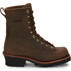Chippewa Boots: Men's Waterproof Brown 73100 Logger Work Boots -Workingperson Deals Shirts Store chp 004 73100edit