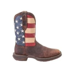 Durango Boots: Men's DB5554 Brown Rebel 12 Inch American Flag Pull On Square Toe Boot -Workingperson Deals Shirts Store db5554 profile